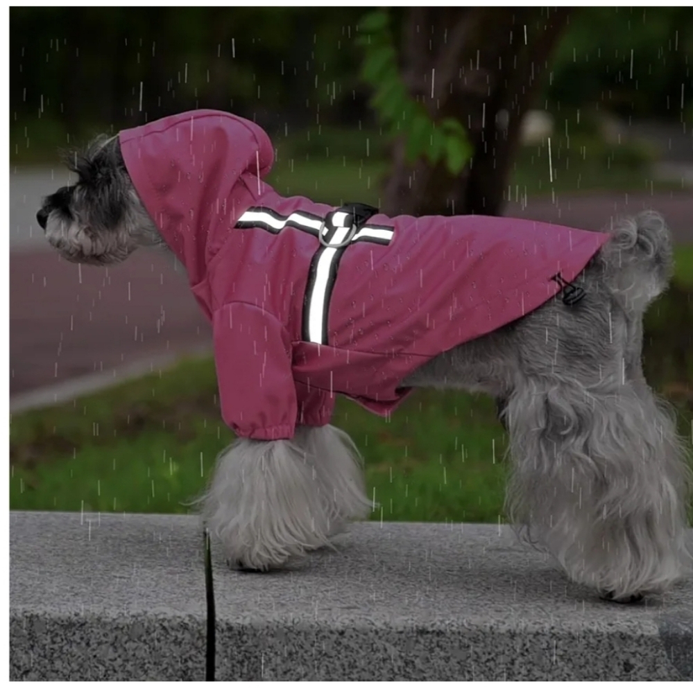 Puptech. Pink Dog Raincoat with Reflective Stripes. Size Medium. NWT.